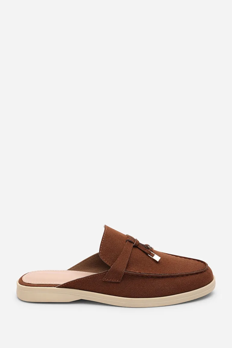 Twilight Flat Slip On Loafer With Tassel Detail In Brown - 2