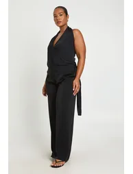 Plus Woven Cowl Wrap Drape Co-Ord - black - 2