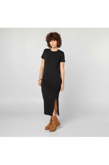 Long T-shirt dress BLACK