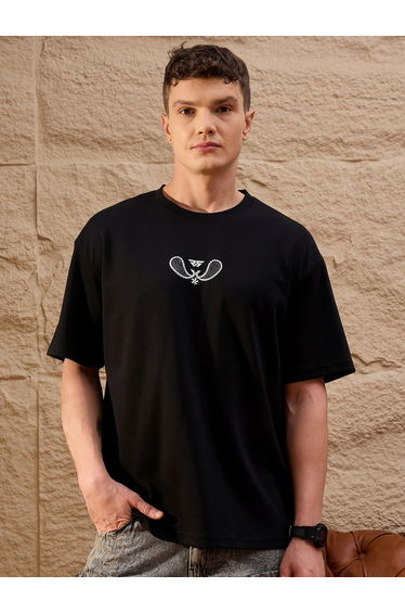 Black Printed Oversized T-Shirt