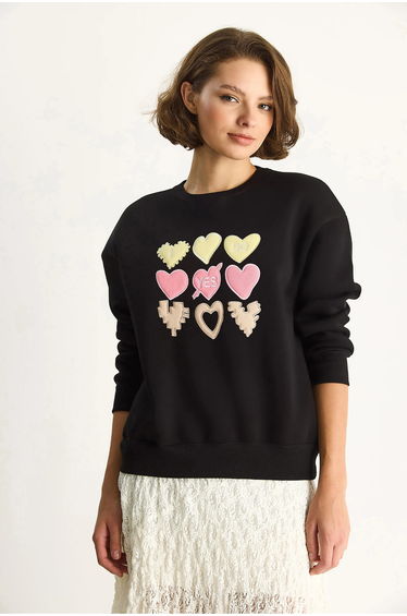 LUCCI Back Printed Relaxed Fit Crew Neck Sweatshirt