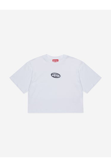 Girls Cropped Logo T-Shirt in White
