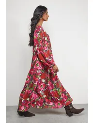 Chiffon Tie Front Volume  Smock Dress - 1