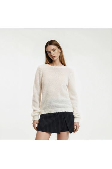 Jumper/Sweater in Wool and Alpaca Blend with Plunge Back