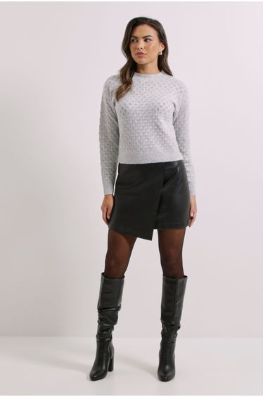Grey Pointelle Jumper