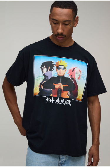 Oversized Naruto Sakura License Print T-Shirt - black