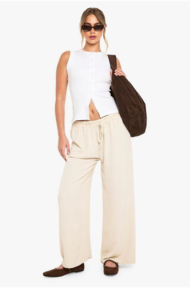 Woven Tie Waist Wide Leg trousers