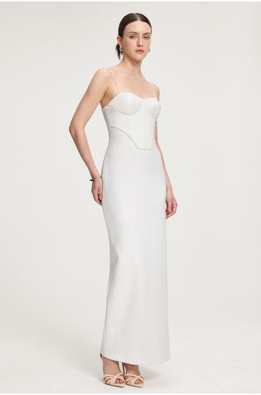 Corset-Style Crepe Maxi Dress