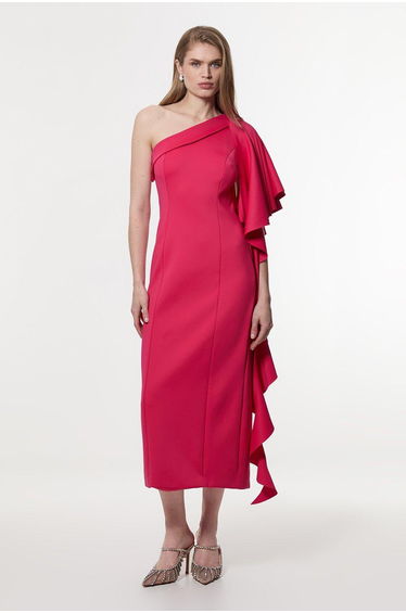 Scuba Drama Ruffle Woven Midaxi Dress