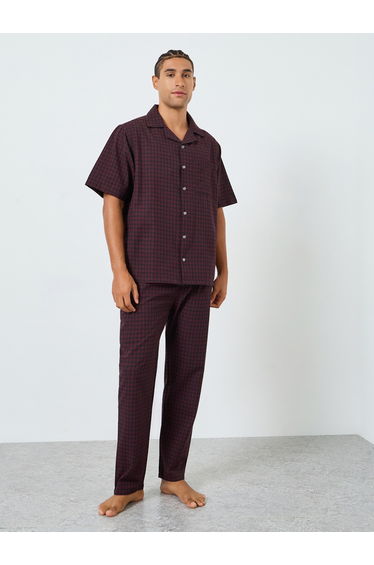Men Checkered Relaxed Fit Cotton Shirt and Pyjama Set