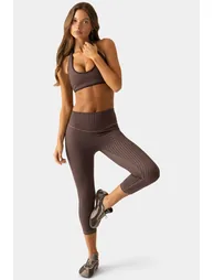 Soft Active Capri Leggings in Espresso Gingham - 4