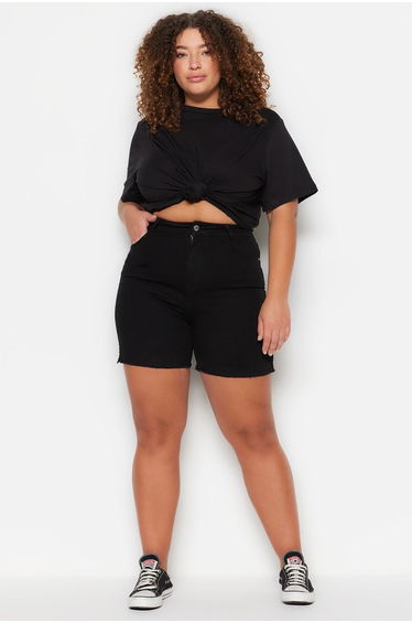Plus Size Shorts & Bermuda - Black - Normal Waist