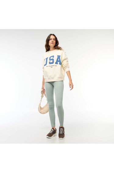 Ribbed Knit Leggings GREEN