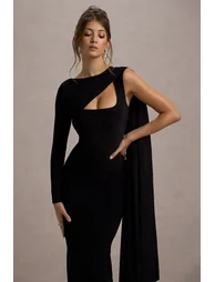 فستان ماكسي كاب بكم واحد - أسود - 2