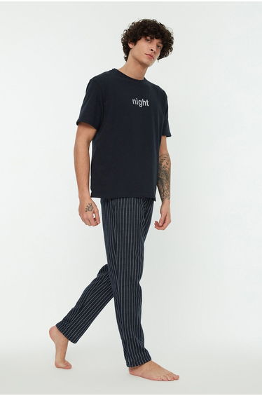 Pajama Set - Navy blue - With Slogan