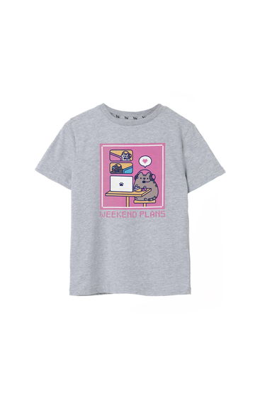 Pusheen Girls Weekend Plans Short-Sleeved T-Shirt - Grey Marl