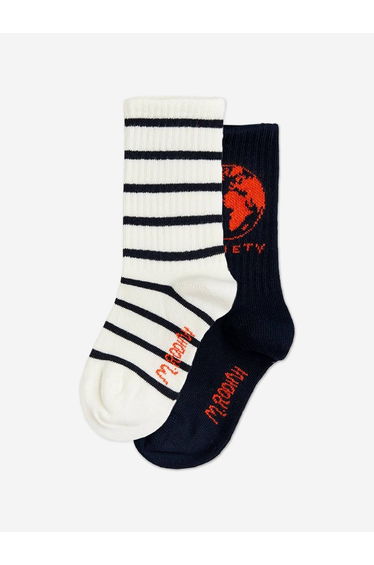 Mini Rodini Kids Society 2 pack Socks Set in Navy