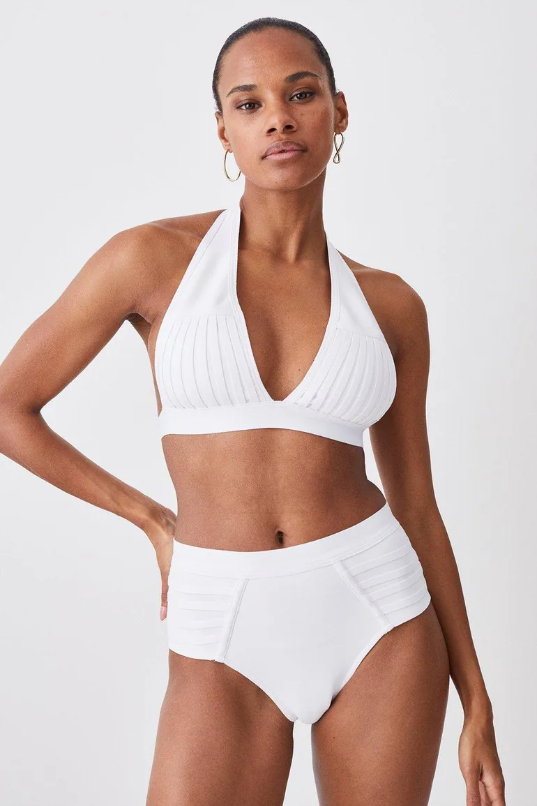 Bandage Sheer Stripe Bikini Bottoms - 1