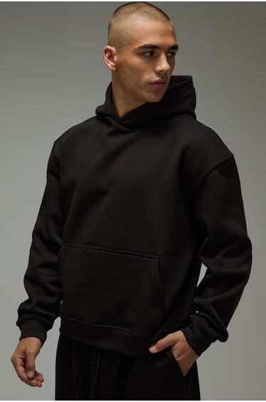 One More Rep Cracked Oversized Boxy Hoodie - black