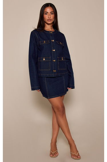 Petite Indigo A-line Mini Skirt