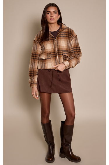 Chocolate Woven Tie Waist Skort