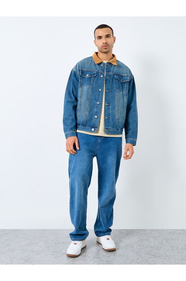 Denim Embroidered Panel Detail Jacket