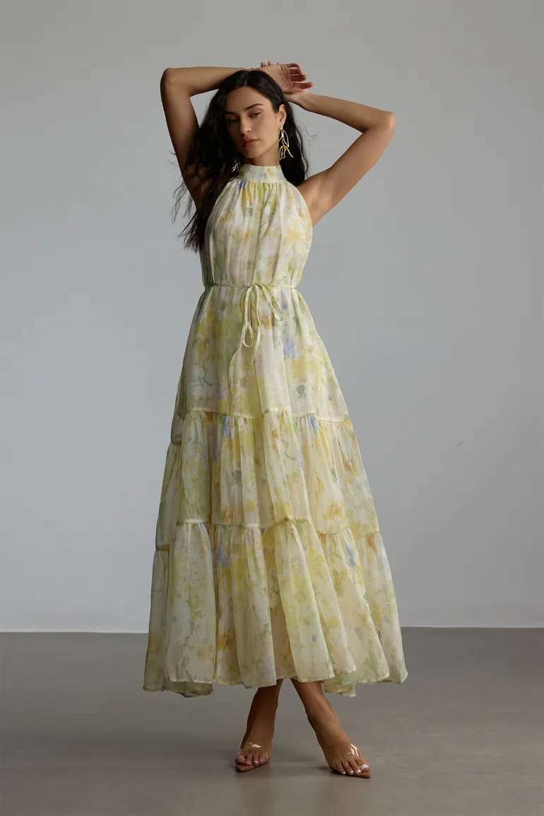 فستان ماكسي بطبعة أزهار بلا أكمام - 2