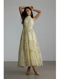 فستان ماكسي بطبعة أزهار بلا أكمام - 2