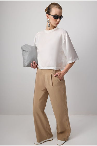 DART DETAILED CUPRA TROUSERS