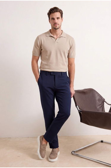 Navy Blue Straight Men's Trousers