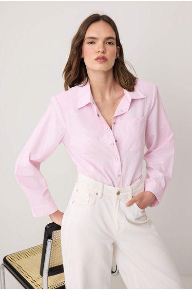 Pink-multicolor checkered padded wide cuffed oversize shirt