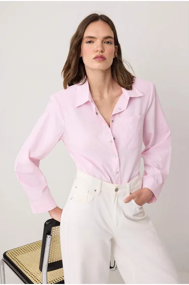 Pink-multicolor checkered padded wide cuffed oversize shirt