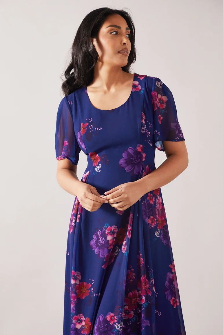 Petite Printed Chiffon Dress - 1