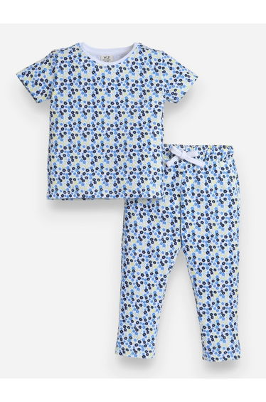 All-Over Printed Cotton T-Shirt and Pyjama Set