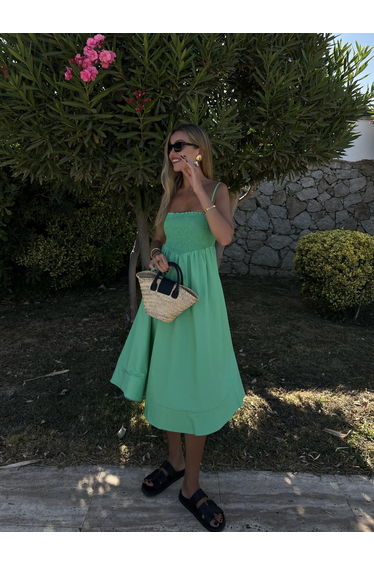 Gracie Smocked Dress -Bright-Green