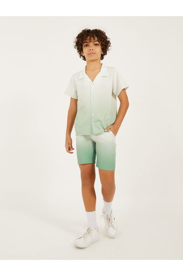 Dip Dye Printed Cotton Shirt and Shorts Set