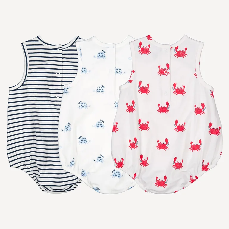 Pack of 3 Sleeveless Crew Neck Rompers - 3