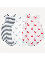 Pack of 3 Sleeveless Crew Neck Rompers - 3
