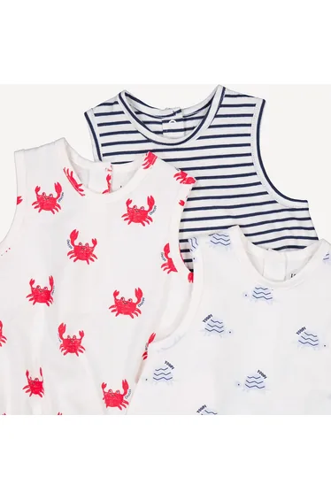 Pack of 3 Sleeveless Crew Neck Rompers