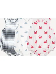 Pack of 3 Sleeveless Crew Neck Rompers