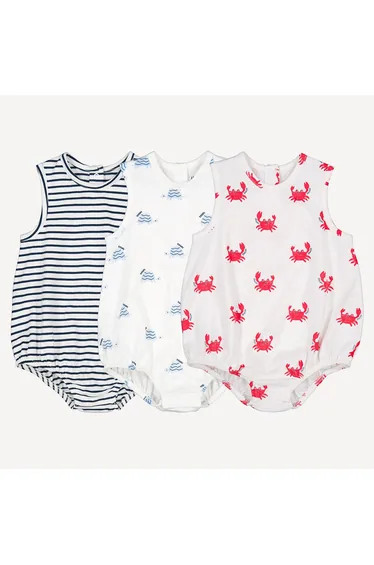 Pack of 3 Sleeveless Crew Neck Rompers