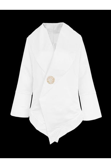 Long Sleeves Loose Buttoned Solid Color Stand Collar Blouses&Shirts Tops
