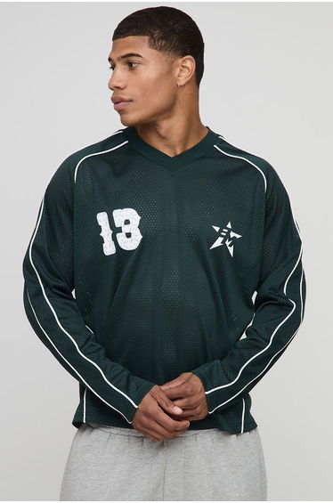 Oversized Boxy Airtex 13 Printed Long Sleeve Sports Top