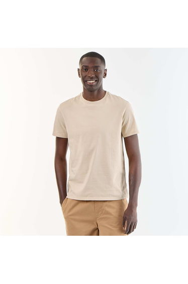 Plain jersey straight T-shirt BEIGE