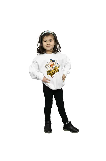 DC Comics Girls Wonder Woman Stars Sweatshirt - White