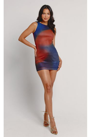 Blur Print Mini Tank Dress