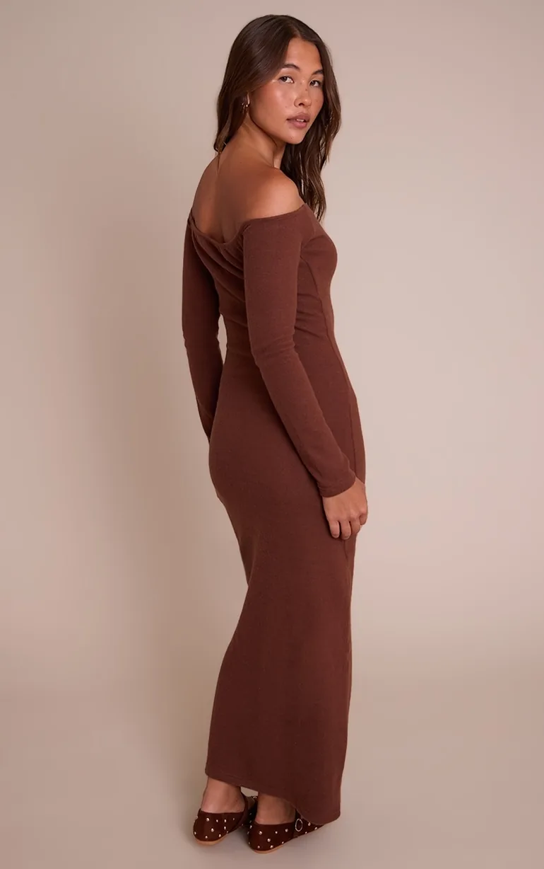 cape dress brown Bardot Brown Mesh Long Sleeve Maxi Dress Size S – Mine & Yours