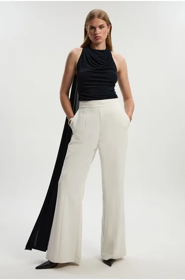 Premium Slinky Crepe High Neck Scarf Detail Bodysuit