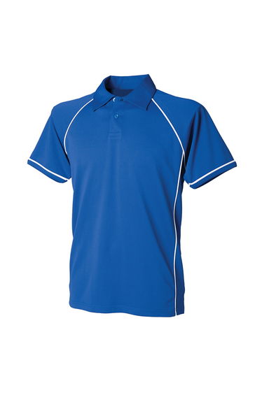 Finden & Hales Mens Piped Performance Polo Shirt - Royal Blue/White