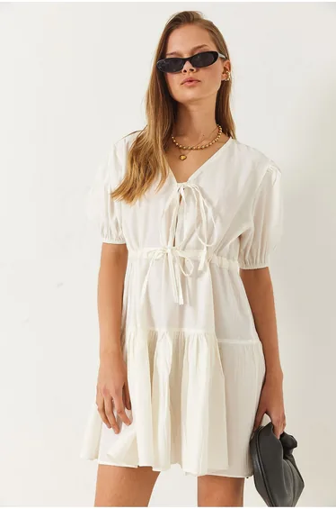 LUCCI Mini V-neck Dress with Bow